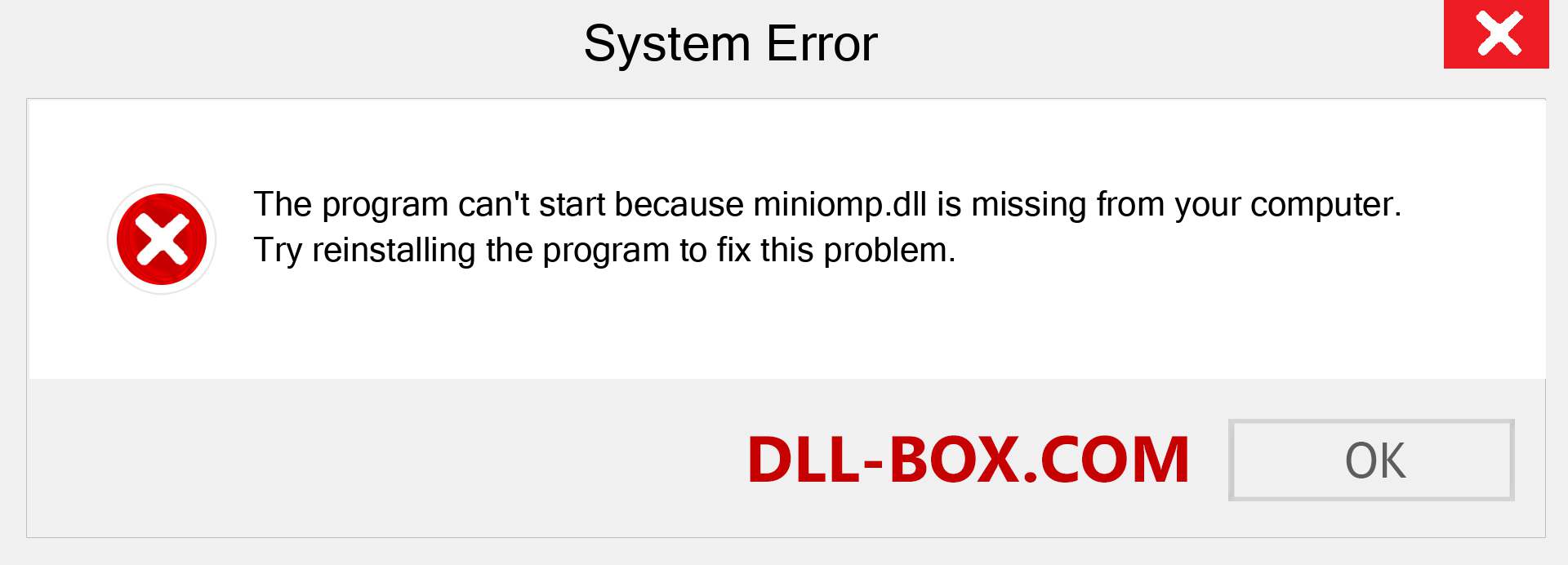  miniomp.dll file is missing?. Download for Windows 7, 8, 10 - Fix  miniomp dll Missing Error on Windows, photos, images