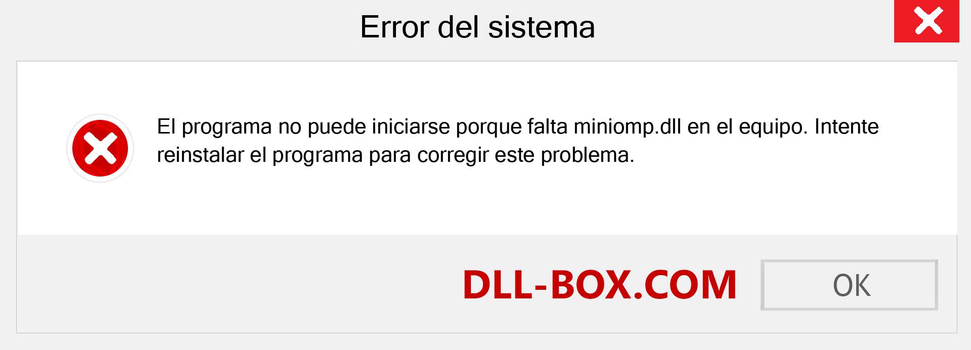 ¿Falta el archivo miniomp.dll ?. Descargar para Windows 7, 8, 10 - Corregir miniomp dll Missing Error en Windows, fotos, imágenes