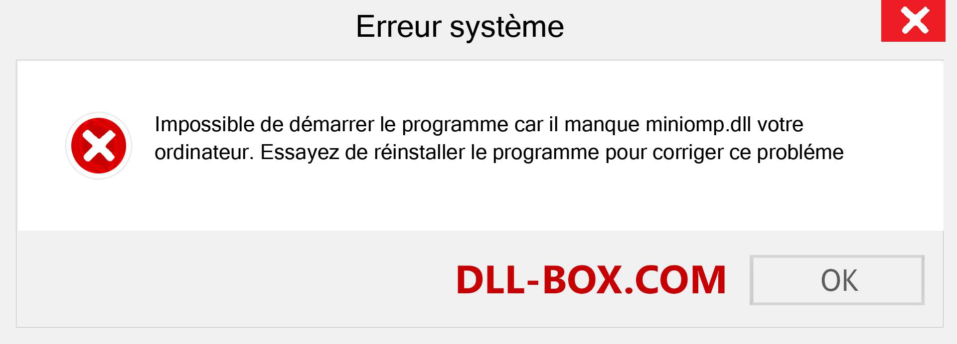 Le fichier miniomp.dll est manquant ?. Télécharger pour Windows 7, 8, 10 - Correction de l'erreur manquante miniomp dll sur Windows, photos, images